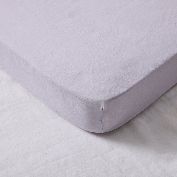 100% Linen Fitted Cot Sheet in Lilac