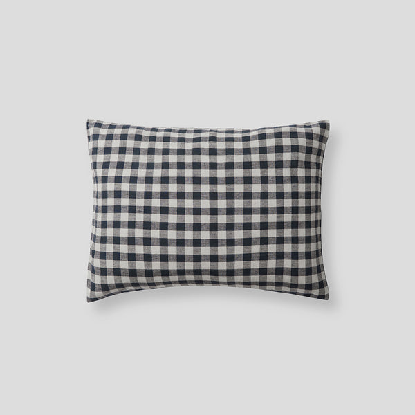 100% Linen Pillowslip (Single) in Navy Gingham