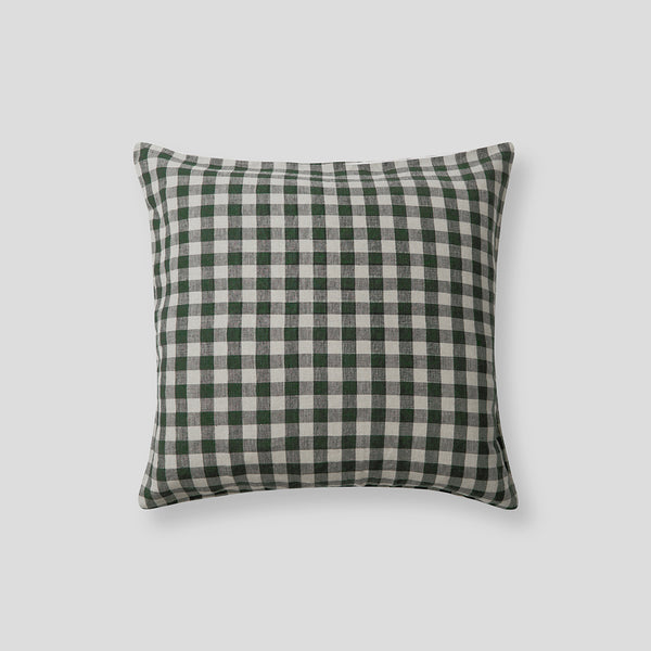 100% Linen Pillowslip (Single) in Pine Gingham