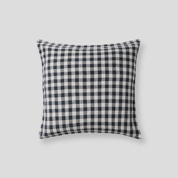 100% Linen Pillowslip (Single) in Navy Gingham