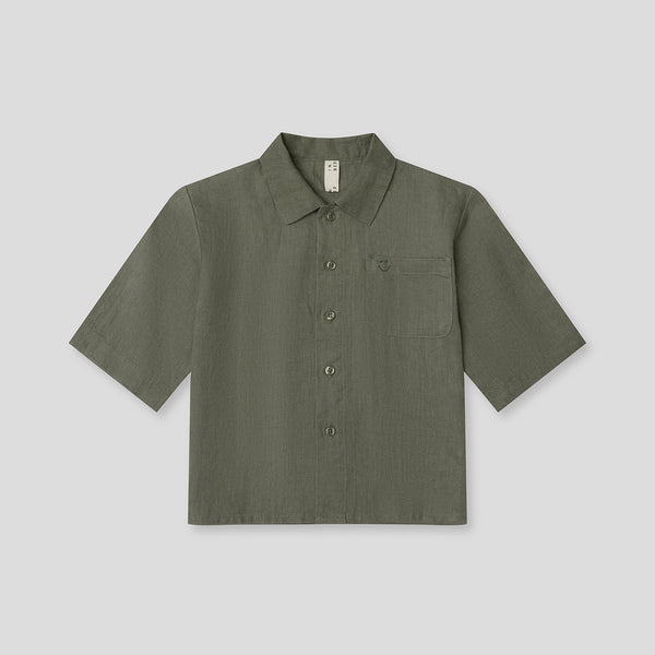 100% Linen Kids Shirt in Khaki