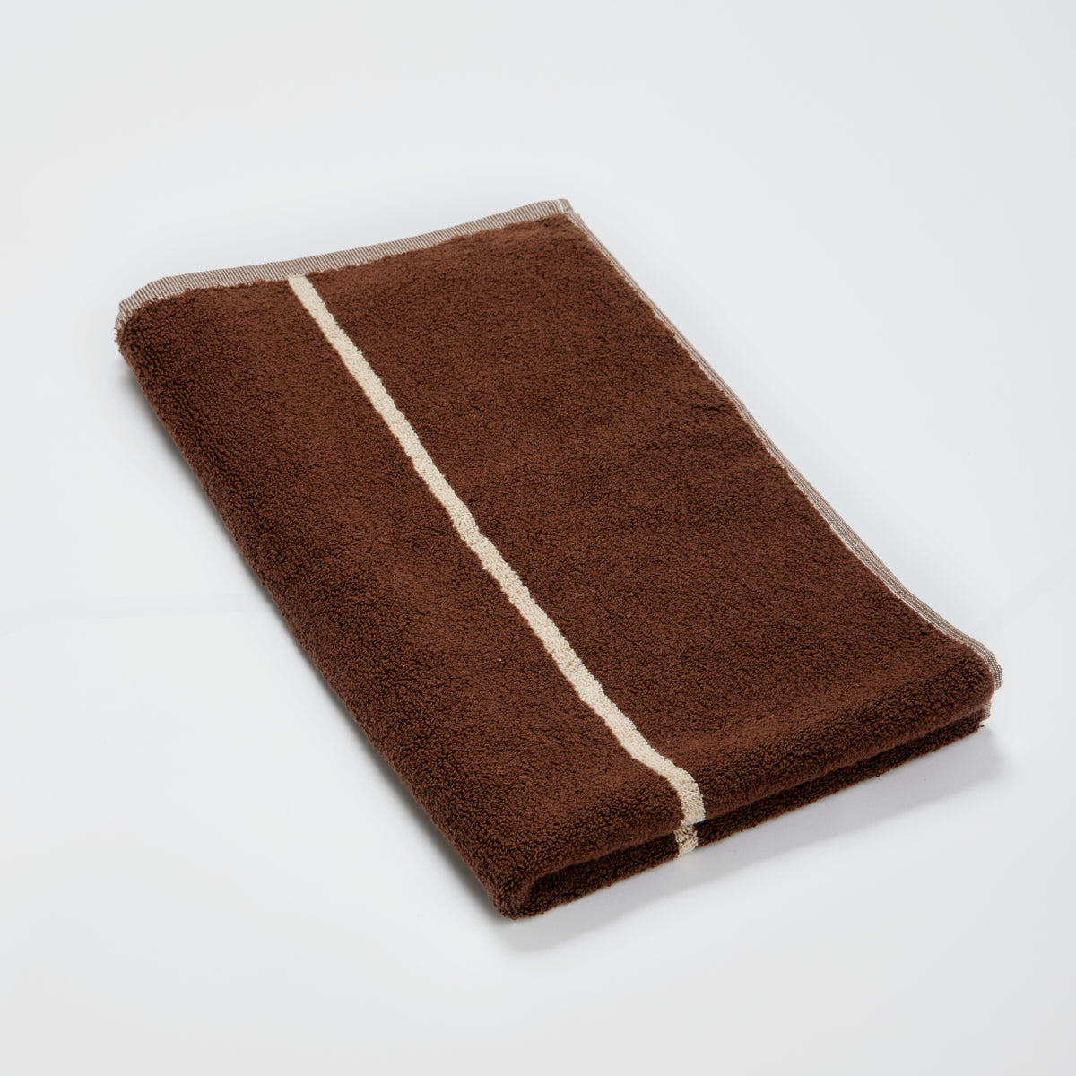 100% Organic Cotton Bath Mat in Cocoa & Ivory Stripe