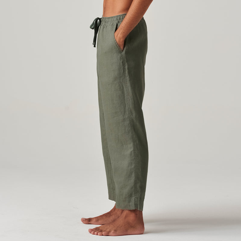 100% Linen Pants in Khaki - Mens