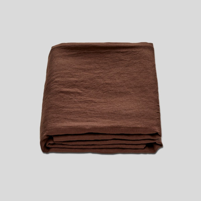 100% Linen Fitted Sheet in Cocoa
