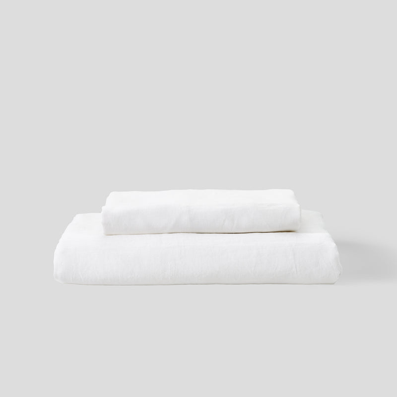 100% Linen Duvet Set in White