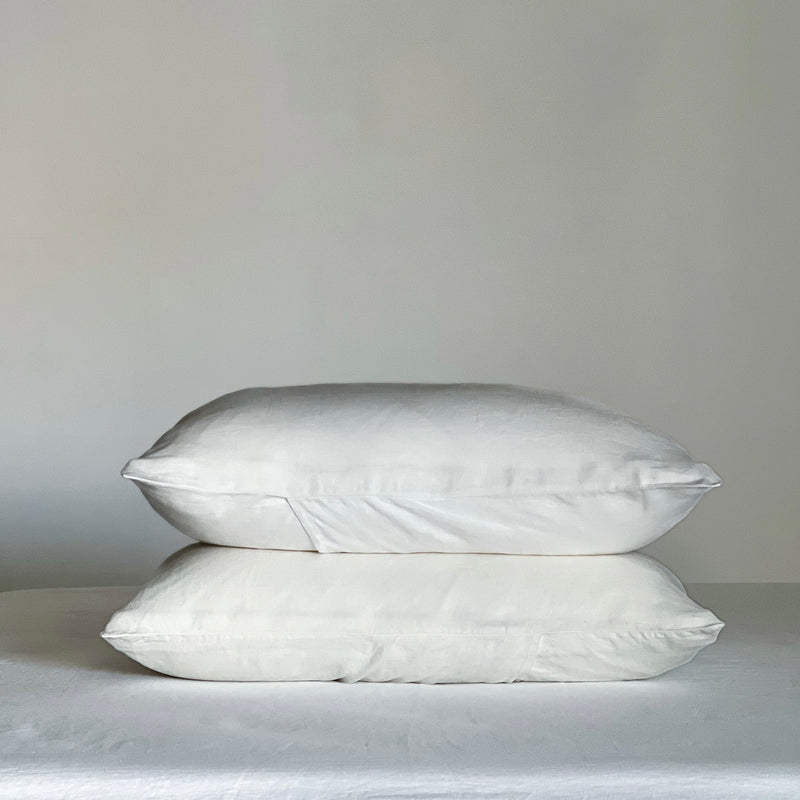 Linen Pillowslip Set (of two) in White - Warehouse Sale