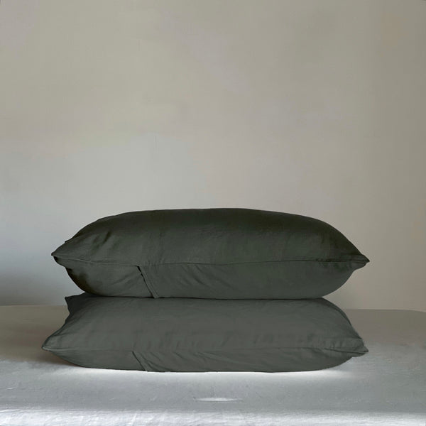 Linen Pillowslip Set (of two) in Khaki - Warehouse Sale