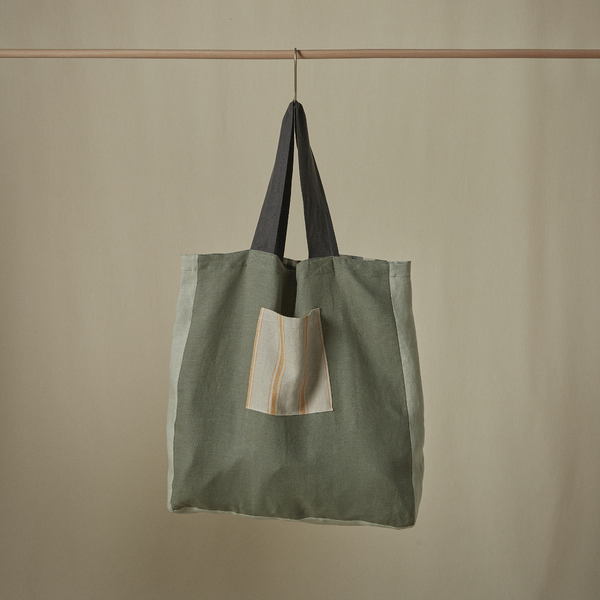 Atelier Patchwork Tote Bag in Khaki & Pine Gingham