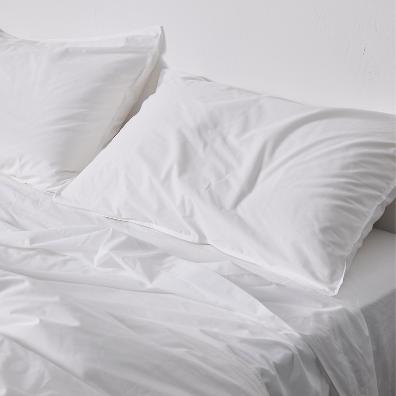 Organic Cotton Percale Fitted Sheet in Pure White