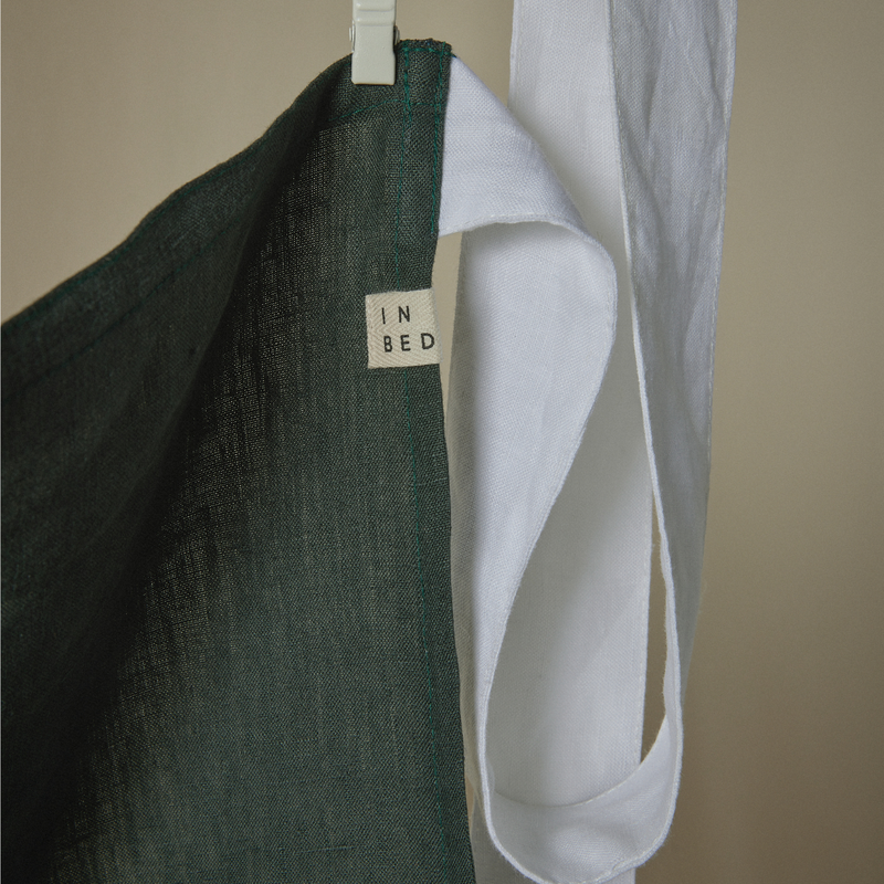 Atelier Patchwork Apron in Marigold Stripe, Pine & Cobalt