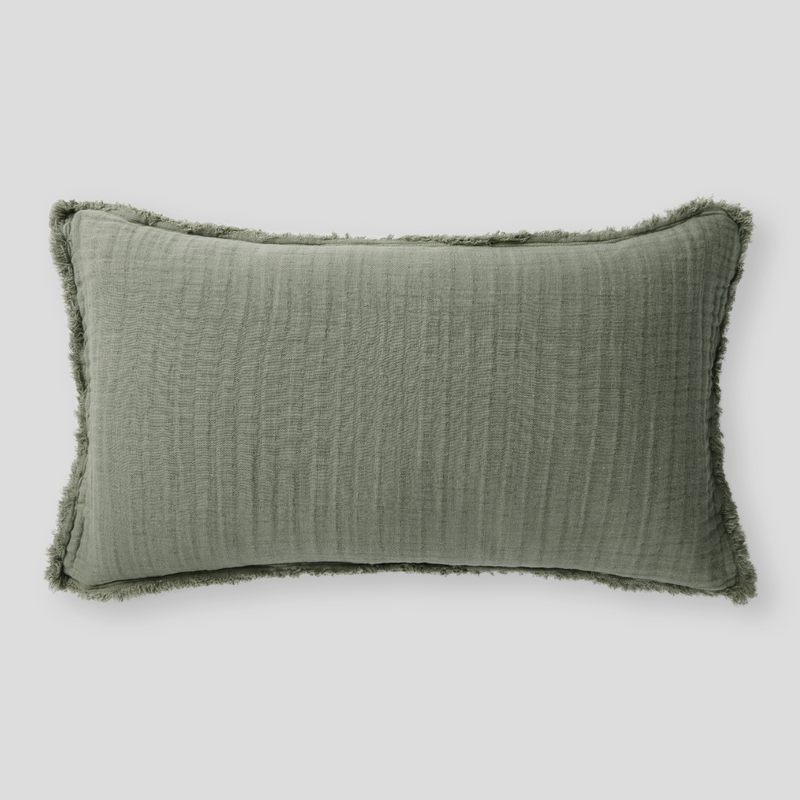 Cotton & Hemp Bed Cover & Cushion Set in Eucalyptus