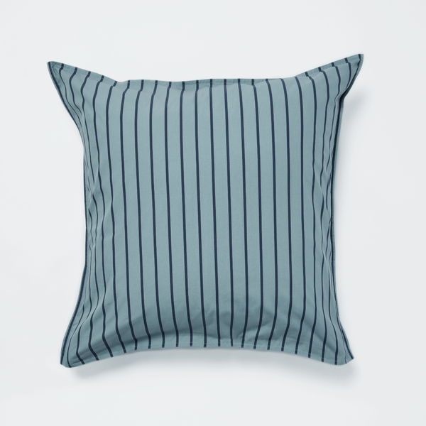 Organic Cotton 300TC Percale Pillowslip set (of two) in Mineral & Navy Stripe