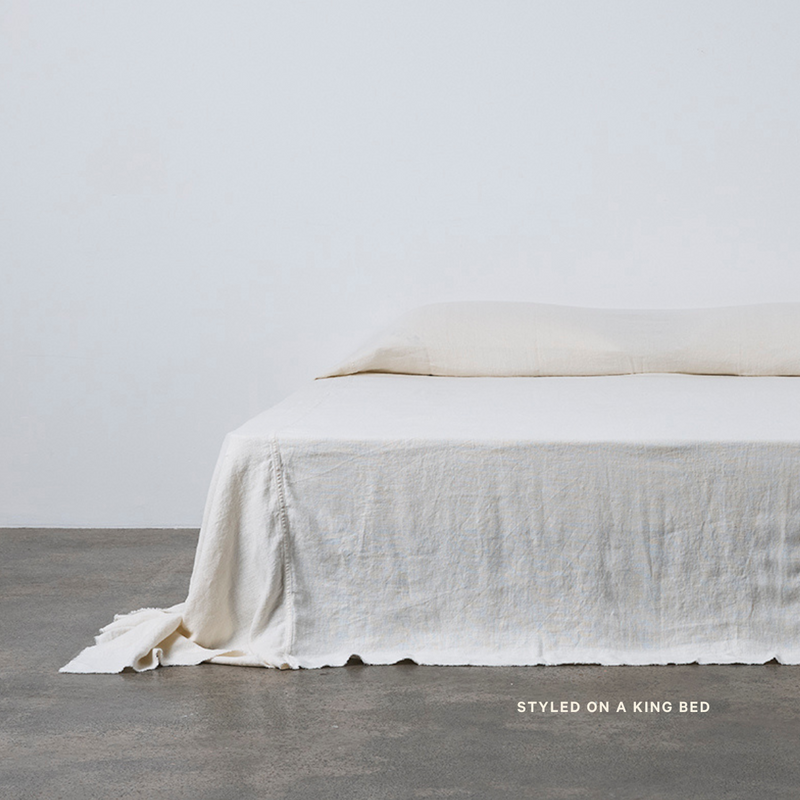 Oversized Heavy Linen Bed Cover in Off White