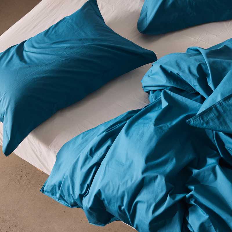 Organic Cotton Percale Pillowslip set (of two) in Valla Blue