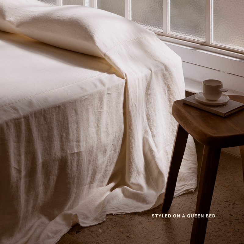 Oversized Heavy Linen Bed Cover in Off White