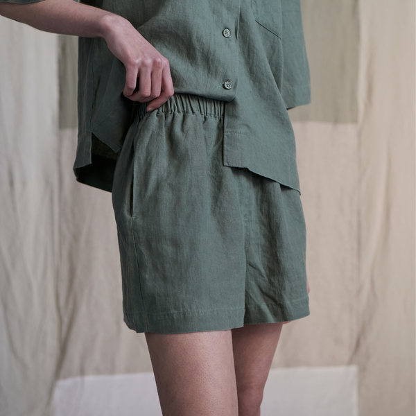 100% Linen Boxer Shorts in Khaki