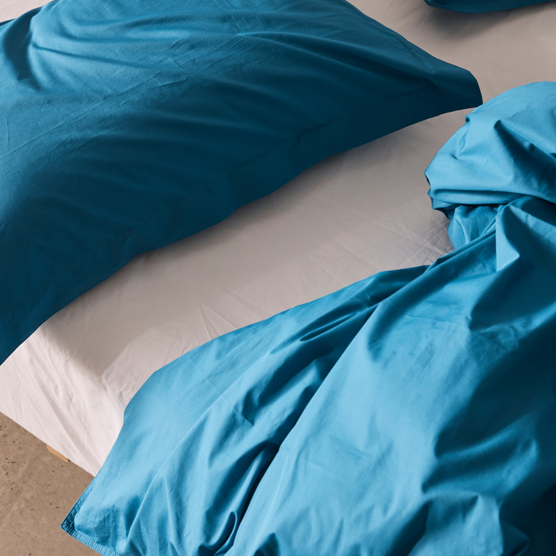 Organic Cotton Percale Pillowslip set (of two) in Valla Blue