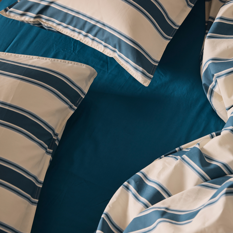 Organic Cotton Percale Pillowslip set (of two) in Blue Stripe