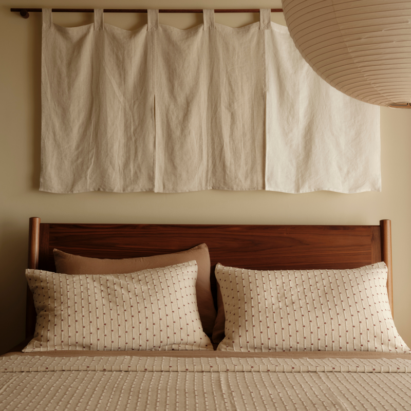 100% Organic Textured Cotton Pillowslip set (of two) in Off White & Umber