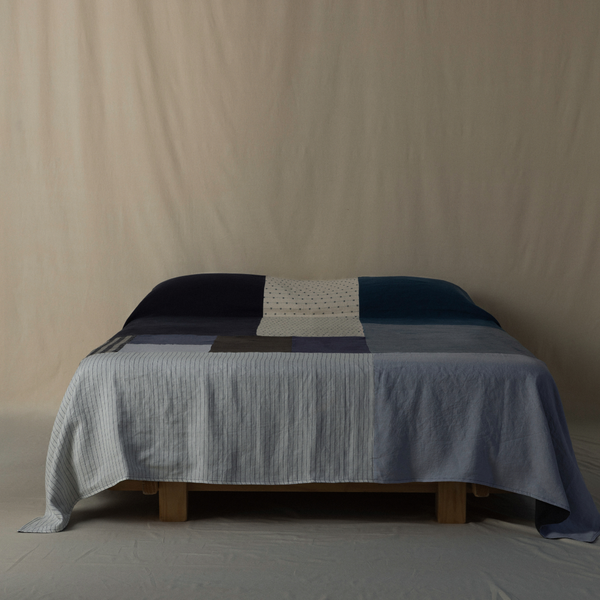 Atelier Bedcover in Pinstripe & Blues