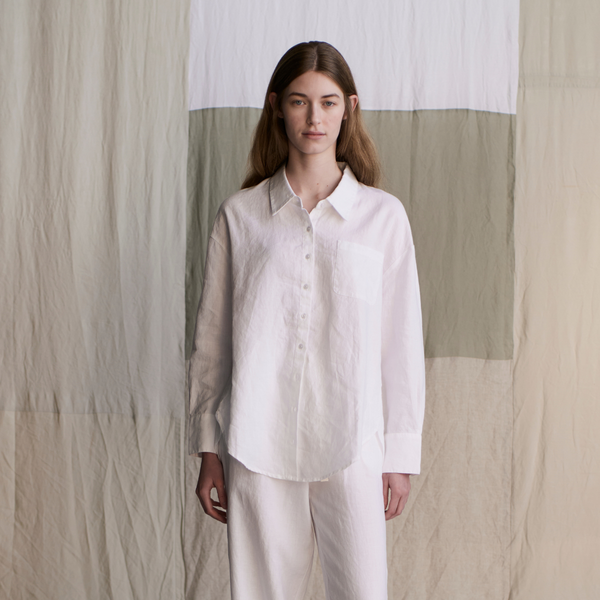 100% Linen Oversized Shirt in White