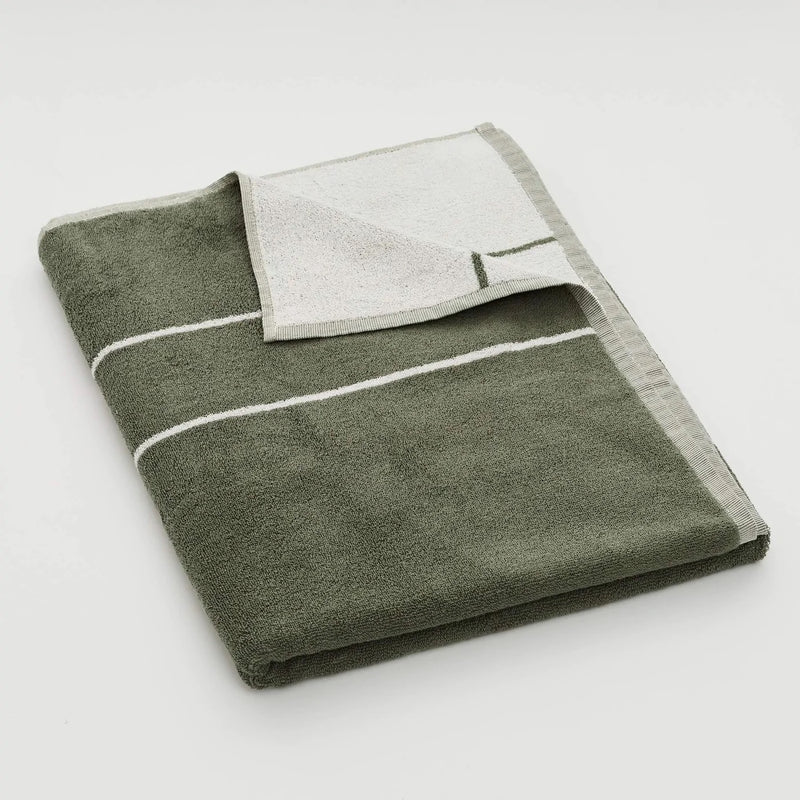 100% Organic Cotton Bath Sheet Set in Khaki Stripe