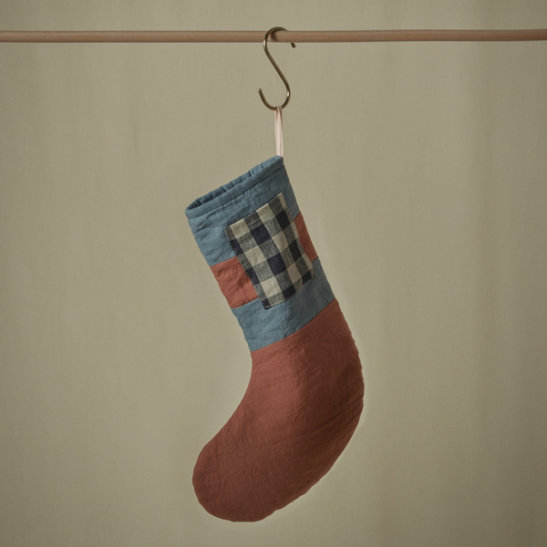 Atelier Christmas Stocking in Hazel, Lake & Navy Gingham