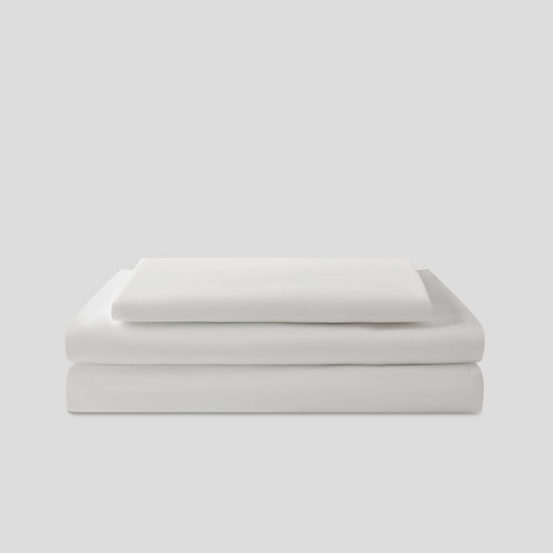 Organic Cotton Percale 300TC Sheet Set in Pure White