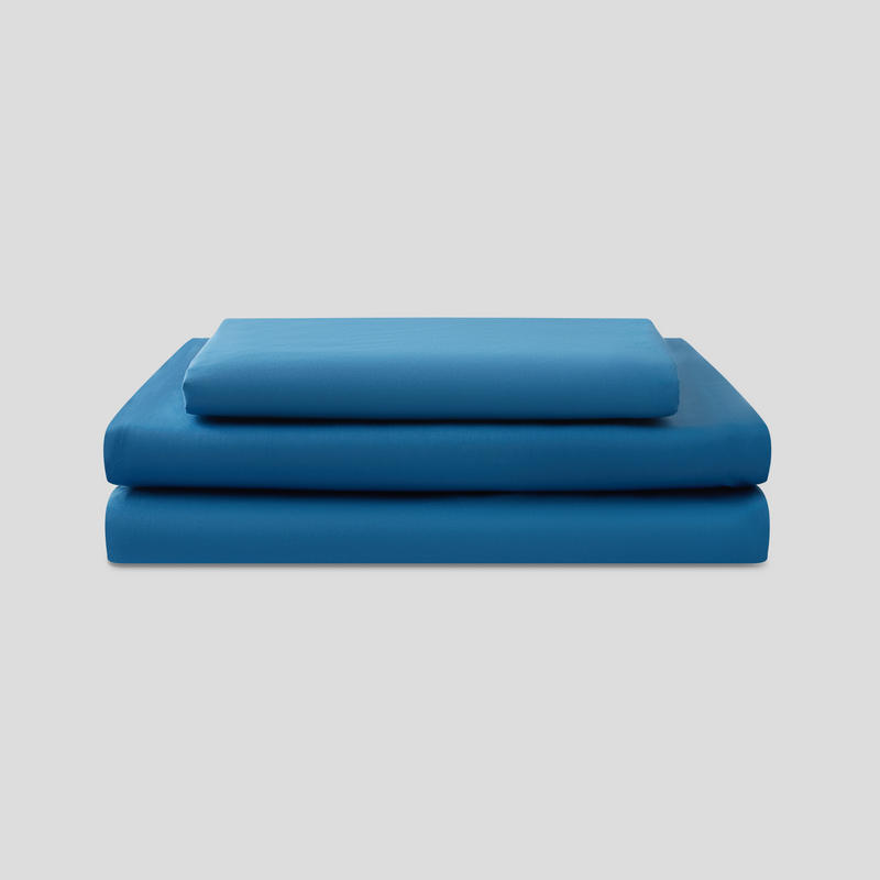 Organic Cotton Percale Sheet Set in Valla Blue