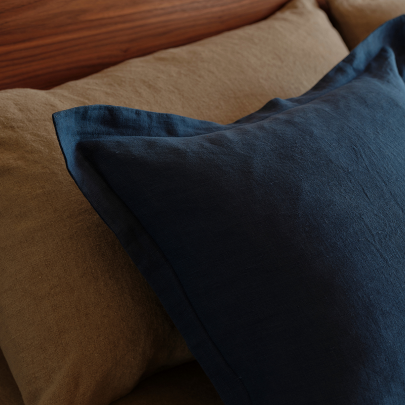 100% Linen Square Cushion in Indigo