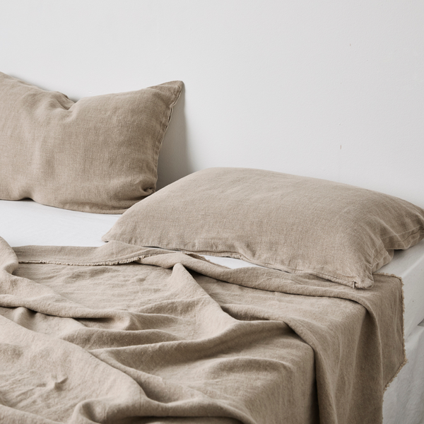 Heavy Linen Bed Cover & Pillowslip Set in Natural