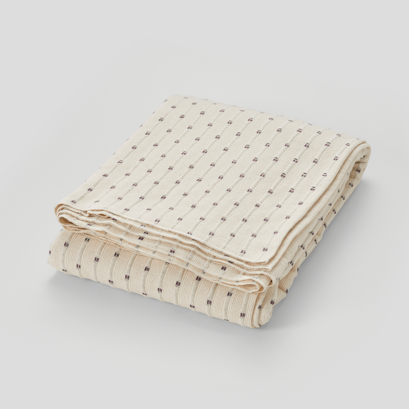 100% Organic Textured Cotton Bed Cover in Off White & Umber