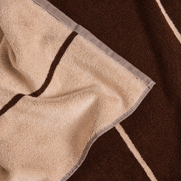 100% Organic Cotton Bath Towel in Cocoa & Ivory Stripe