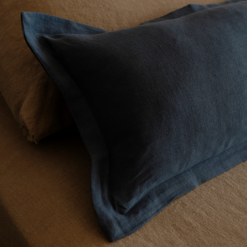 100% Linen Rectangle Cushion in Indigo