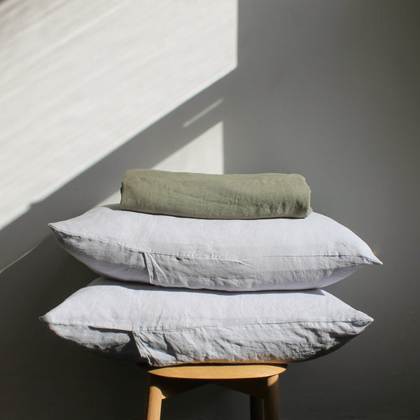 100% Linen Mixed Duvet Set - Khaki & Mist