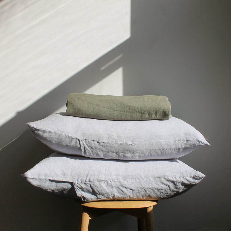 100% Linen Mixed Duvet Set - Khaki & Mist