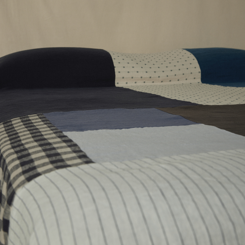 Atelier Bedcover in Pinstripe & Blues