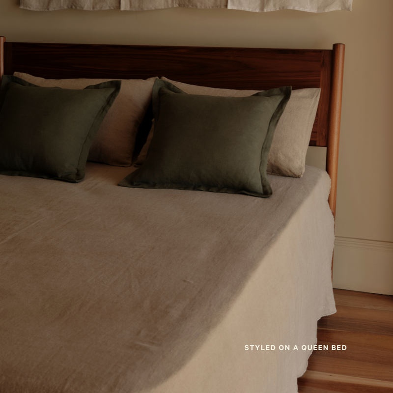 Standard Heavy Linen Bed Cover in Natural