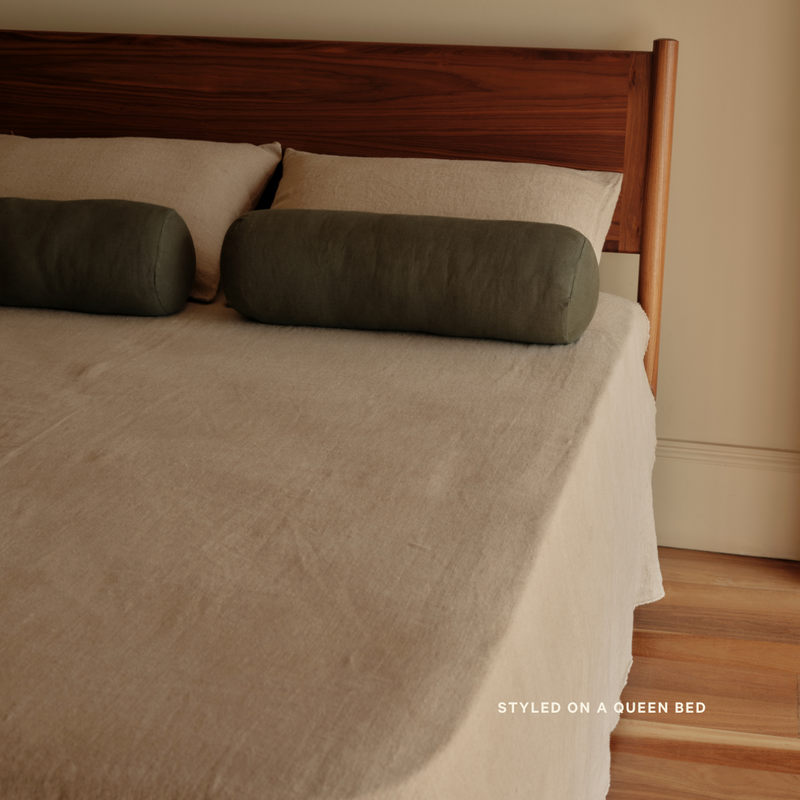 Standard Heavy Linen Bed Cover in Natural