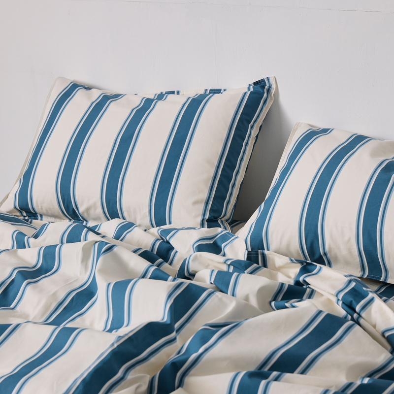 Organic Cotton Percale Pillowslip set (of two) in Blue Stripe