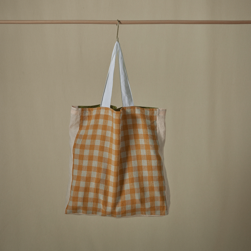 Atelier Patchwork Tote Bag in Pickle & Marigold Gingham