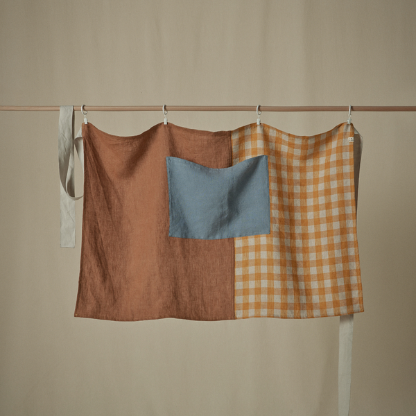 Atelier Patchwork Apron in Toffee, Lake & Marigold Gingham