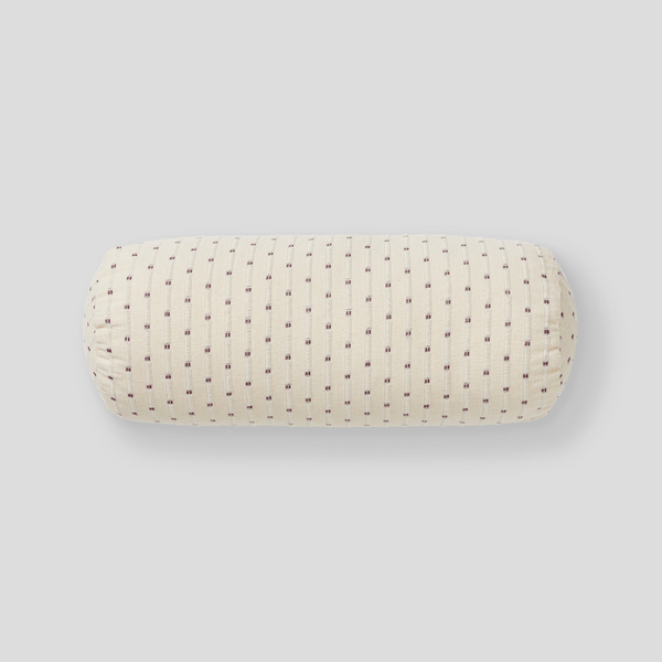 Organic Textured Cotton Bolster Cushion Cover in Off White & Umber