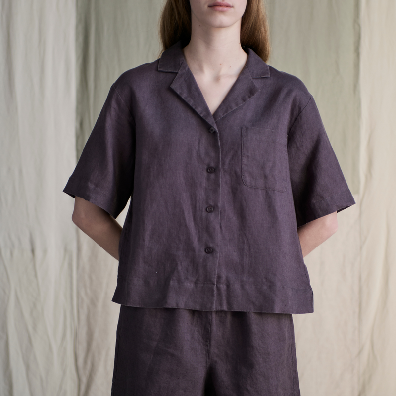 100% Linen Sleepwear Set in kohl - Womens