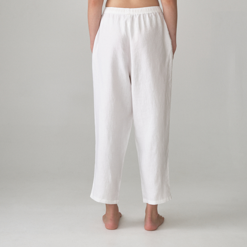 100% Linen Pants in White