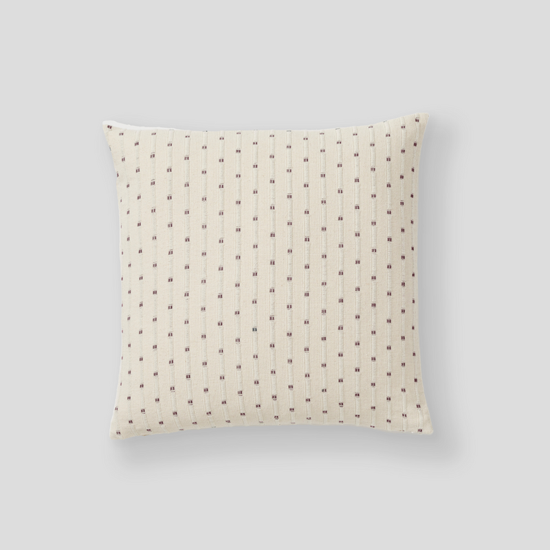 100% Organic Textured Cotton Square Cushion in Off White & Umber