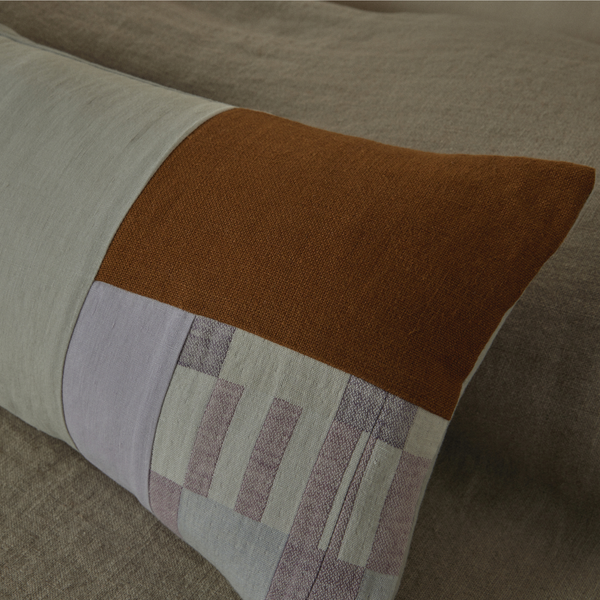 Atelier Rectangle Cushion in Lilac, Natural & Caramel