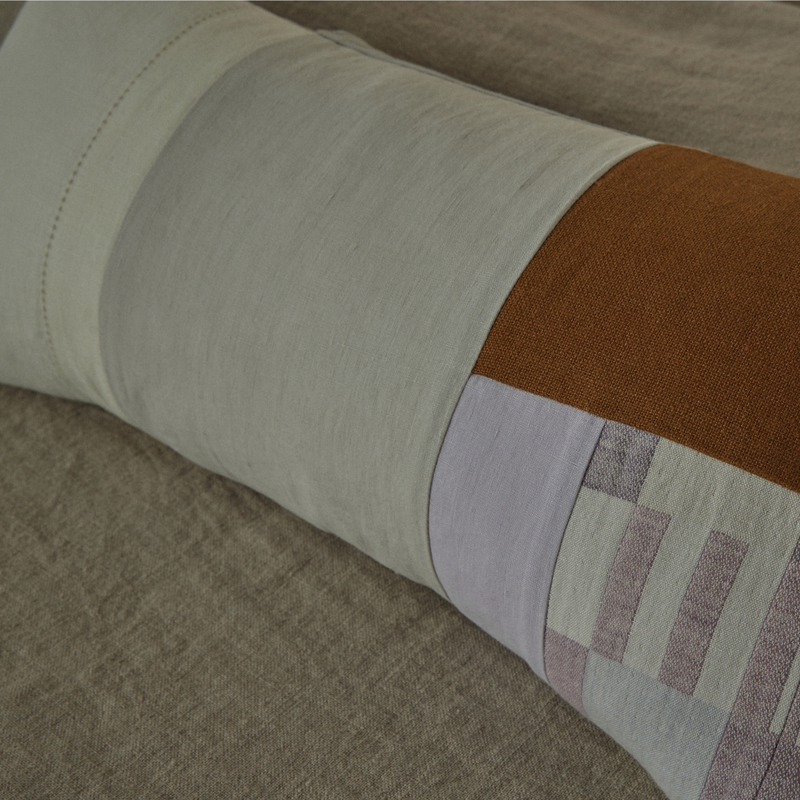 Atelier Rectangle Cushion in Lilac, Natural & Caramel