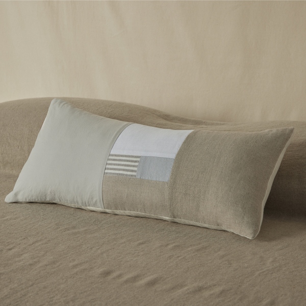 Atelier Rectangle Cushion in Cloud, Natural and Stripe