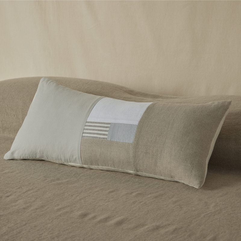 Atelier Rectangle Cushion in Cloud, Natural and Stripe